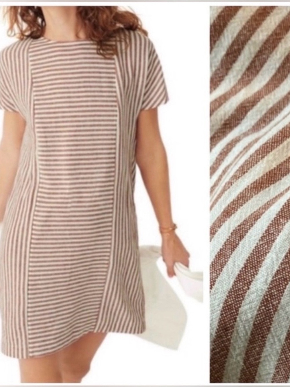 Madewell Daphne striped linen shift dress Small